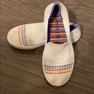 Well loved Rothys kids size 2 Rainbow sneakers